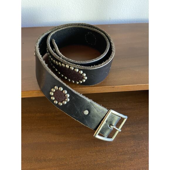 Rare Vintage THC/Self Edge Leather Stingray Studded Belt/M - Picture 1 of 12